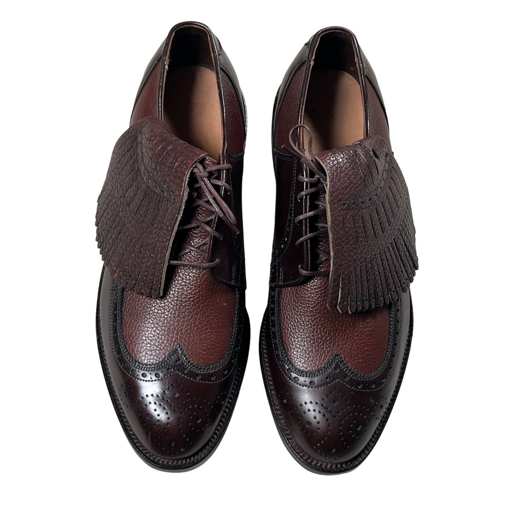 Allen Edmonds Fairway Golf Shoes Mens 7.5 C Narrow Brown Cleats Kiltie Wingtip